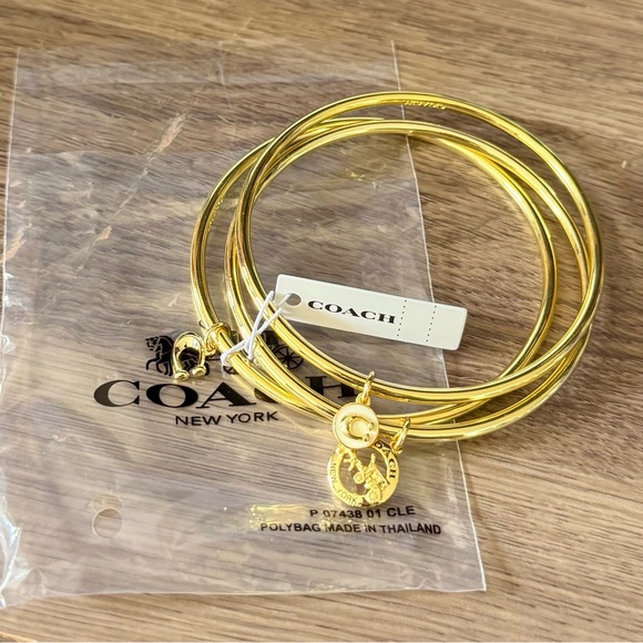 Coach Gold Charm Bangle Set - Picture 1 of 4